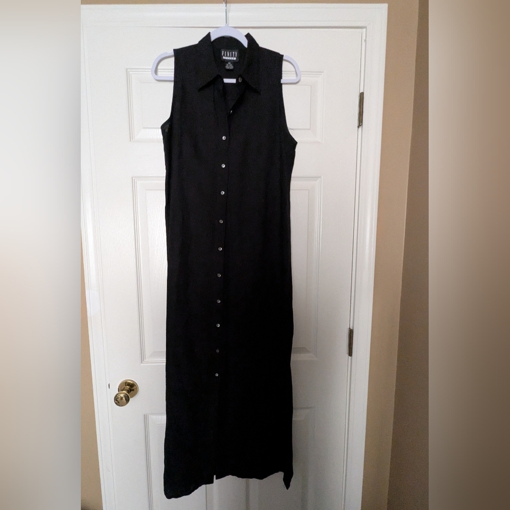Finity Black Button-Down Maxi Dress